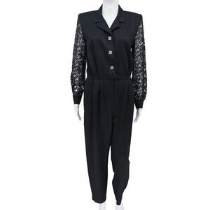 Vintage 80's Lace Jumpsuit Black 9/10